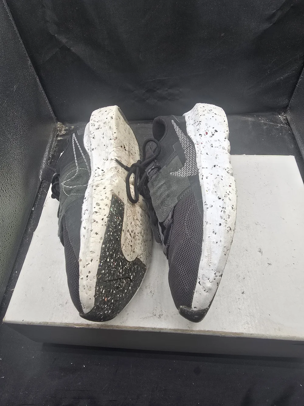 Nike Men’s Black and White Athletic Shoes with Green Accents